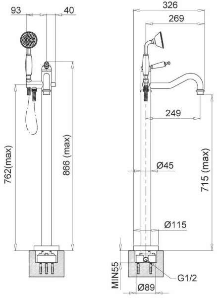 Смеситель для ванны Migliore Oxford золото 19558 (детальная фотография), для ванны