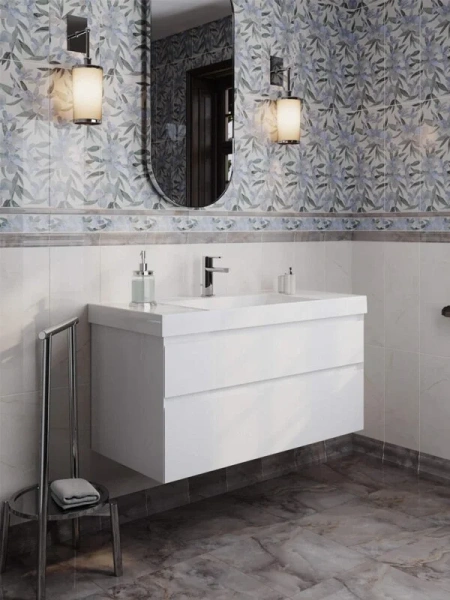 Раковина Kerama Marazzi Cubo 100 см с крепежом CU.wb.100 (детальная фотография), белые