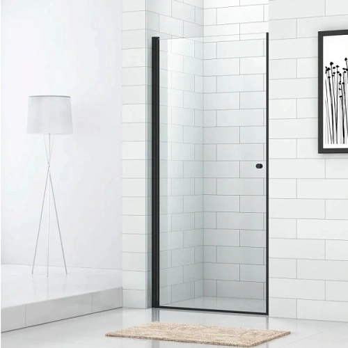 Душевая дверь в нишу Cezares Eco 80 см стекло прозрачное, профиль черный - фото 3