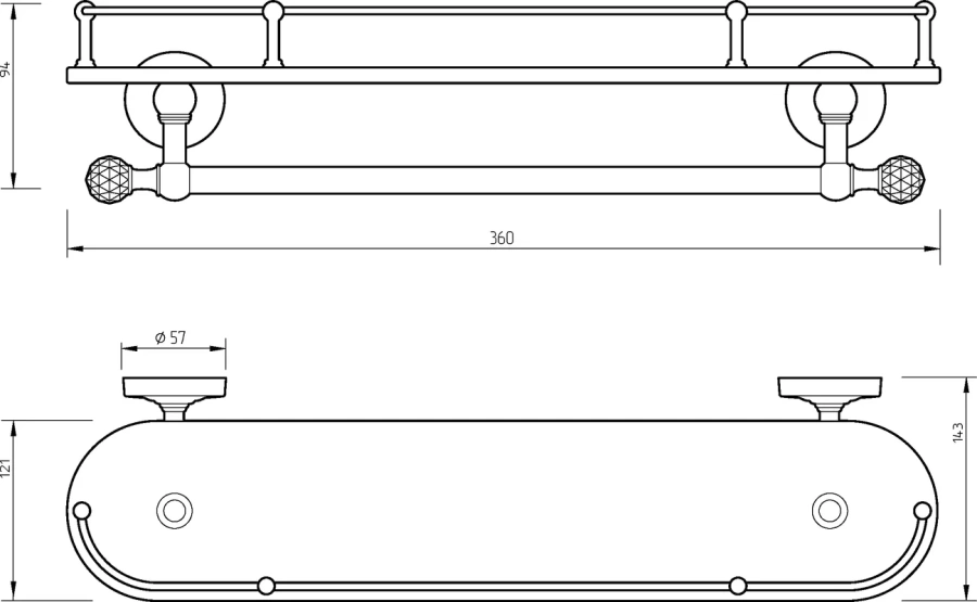 Полочка для ванной Migliore Amerida золото 16602 (детальная фотография), металлические, стеклянные