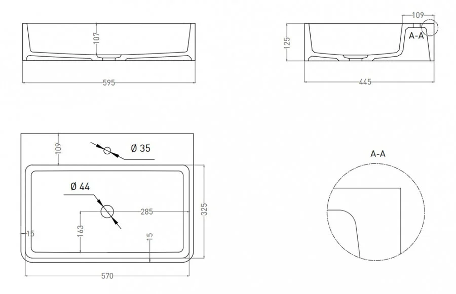 Раковина Salini Ottavia 60 см белая 1103101G (детальная фотография), современные, hi-tech