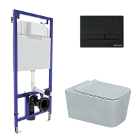 Унитаз с инсталляцией BERGES Floe кнопка черная