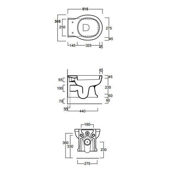 Схема (детальная фотография), без бачка, со скрытым бачком