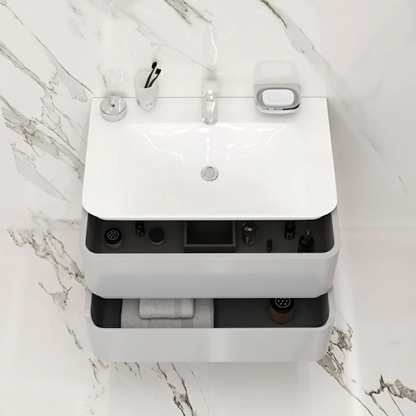 Тумба с раковиной подвесная Am.Pm Sensation 80 см с ящиками (детальная фотография), подвесная, пристенная