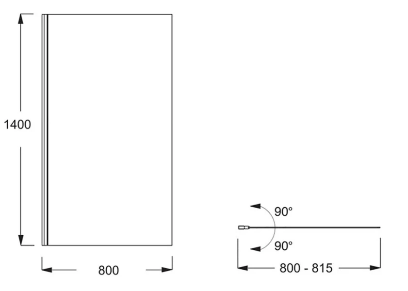 Шторка для ванны Jacob Delafon Struktura 80х140 см профиль черный E6D042-BL (детальная фотография), 80 см