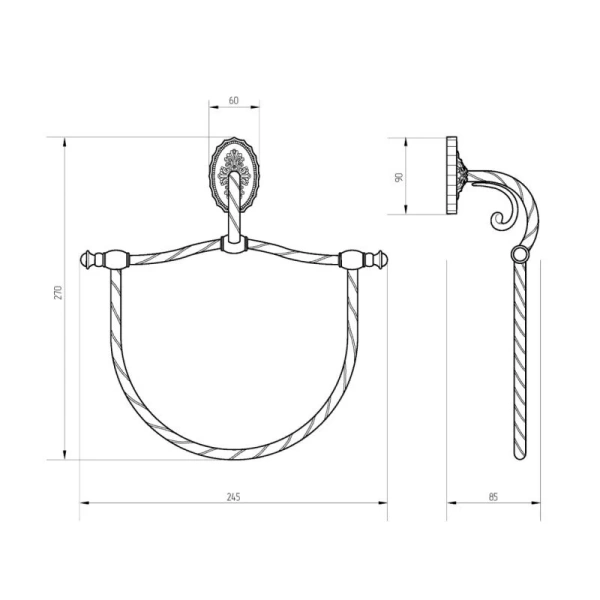 Полотенцедержатель Migliore Edera золото 16941 (детальная фотография), классические, ретро, декорированные