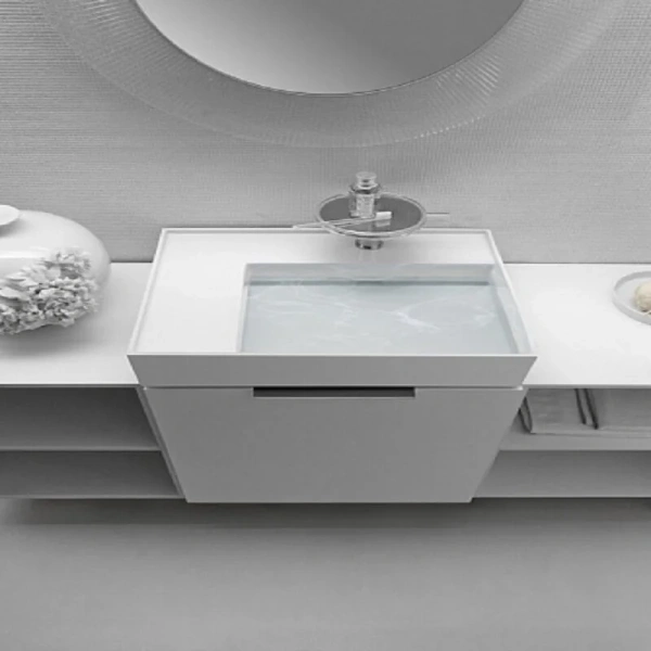 Раковина Laufen Kartell 60 см без отверстия для смесителя полка слева 8.1033.5.000.112.1 (детальная фотография), белые