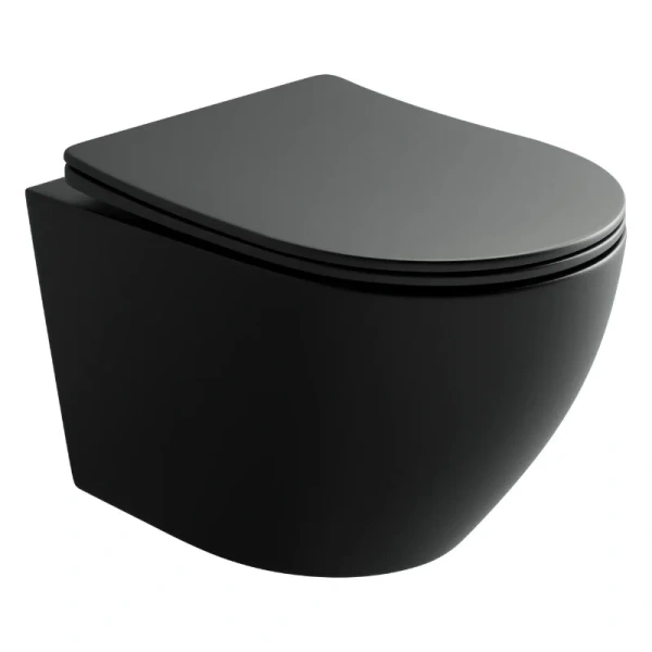 Унитаз подвесной Ceramica Nova Uno Rimless, чёрный матовый CN11001MB (детальная фотография)