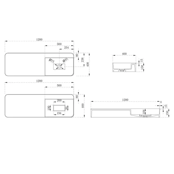 Раковина Abber Stein 120 см искусственный камень AS2627-1.2 (детальная фотография), современные, hi-tech