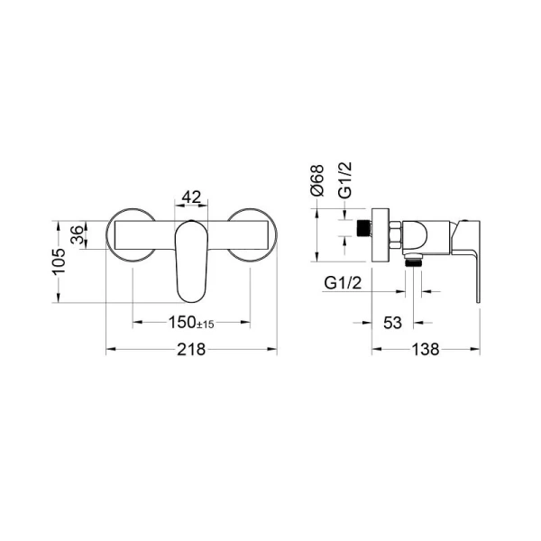Душевой комплект Акватек Оберон черный матовый AQ1232MB (детальная фотография), душевые комплекты, наборы
