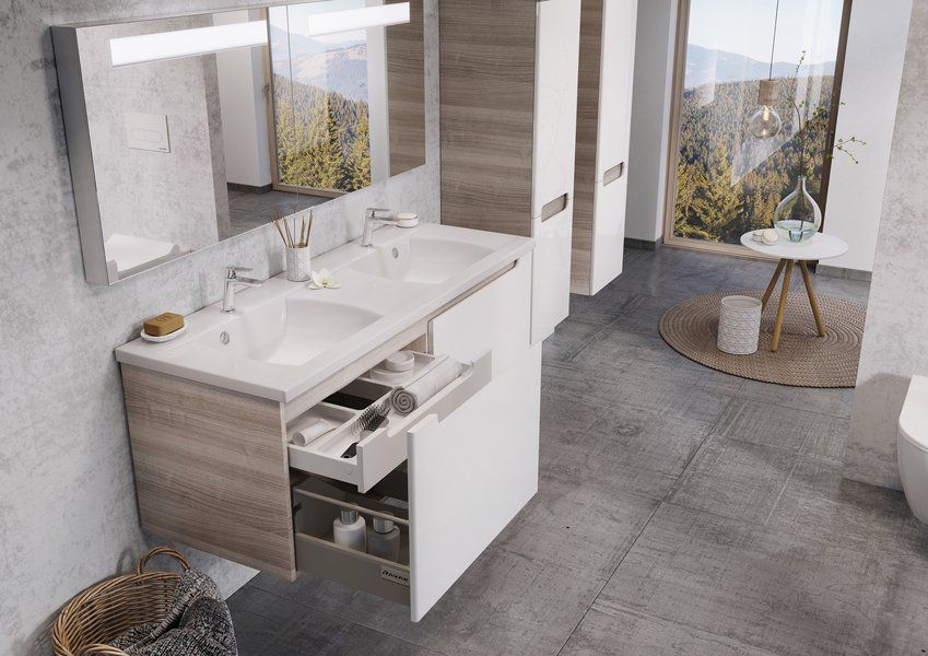 Раковина двойная, цвет белый, с отверстиями, Ravak Classic 1300 XJD01113000 (детальная фотография), подвесные, накладные (на столешницу), пристенные