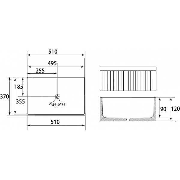 Раковина Abber Rechteck 51 см накладная AC2216 (детальная фотография), современные, hi-tech