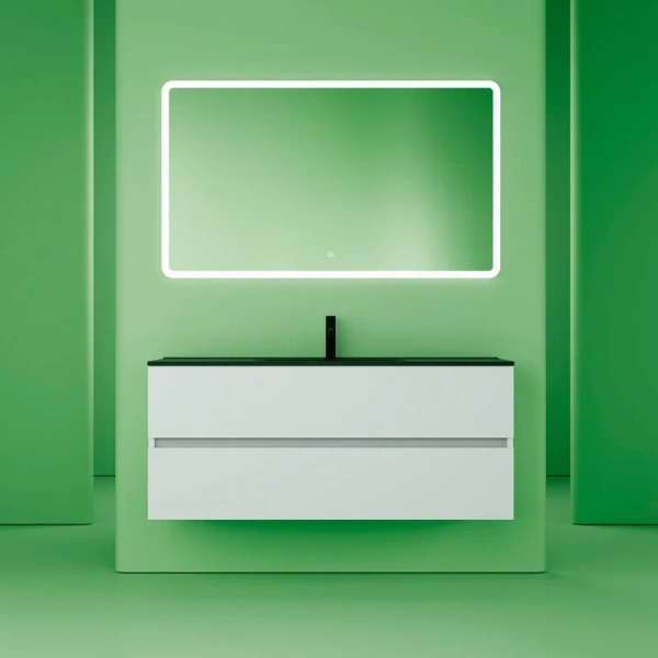 Тумба с раковиной подвесная Sancos Urban UR120-1W 120 см с ящиками (детальная фотография), окрашенные