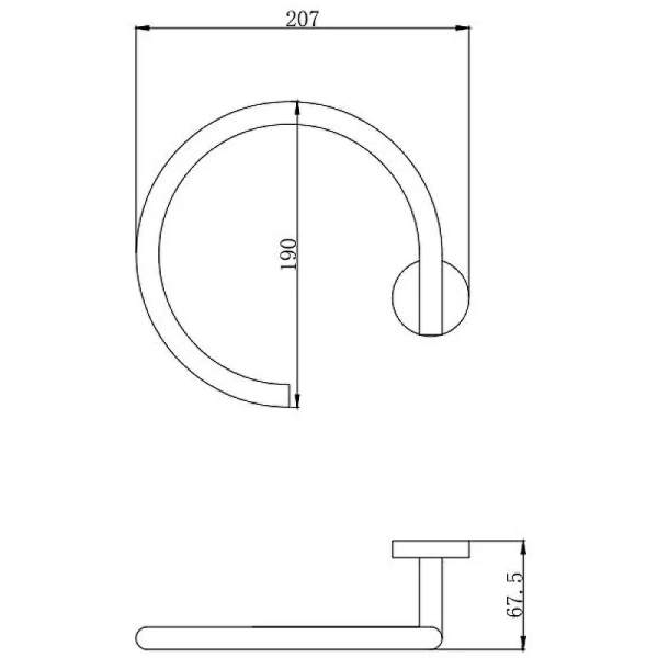Полотенцедержатель Акватек Вега черный AQ4012MB (детальная фотография), современные, hi-tech