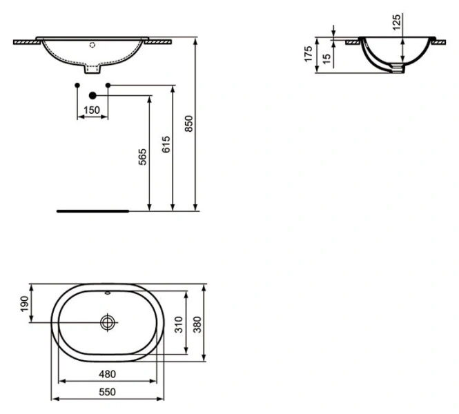 Раковина Ideal Standard Connect 55 см овальная E504801 (детальная фотография), современные, hi-tech
