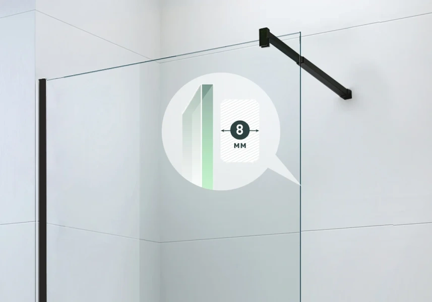 Душевая перегородка Berges Sky Black 80 см прозрачное стекло, профиль черный 064008 (детальная фотография), черные