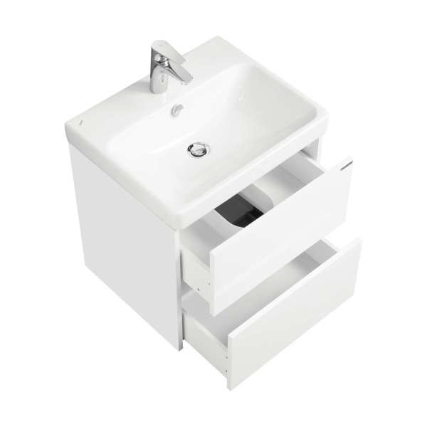 Тумба под раковину подвесная Акватон Сканди 55 см белая матовая/белая глянцевая 1A251701SD010 (детальная фотография), современная, hi-tech