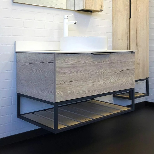 Тумба с раковиной подвесная Comforty Порто 75 см дуб дымчатый 00-00009321CF (детальная фотография), в наличии