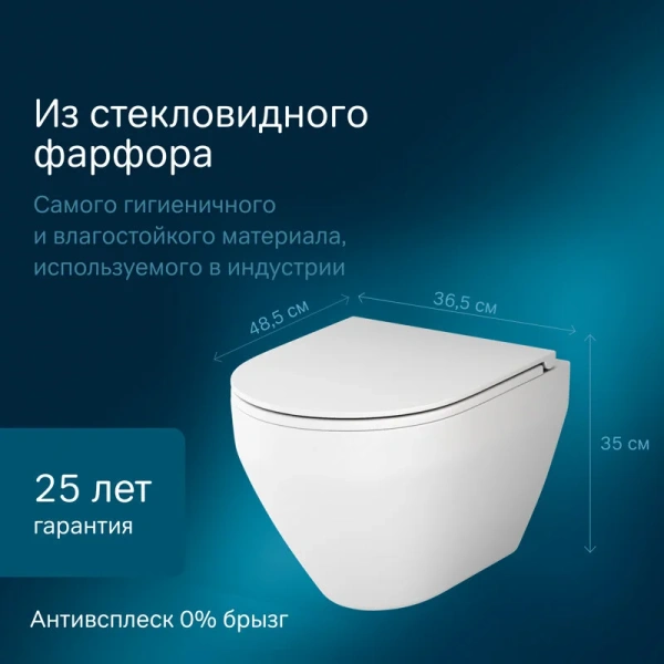 Унитаз подвесной Am.Pm Spirit 2.0 с микролифтом белый матовый C701700MWSC (детальная фотография), современные, hi-tech, круглые