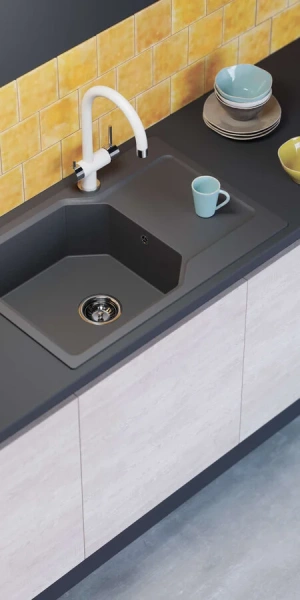 Мойка для кухни Omoikiri Yonaka 78-LB-GR 78 см leningrad grey 4993339 (детальная фотография), врезные