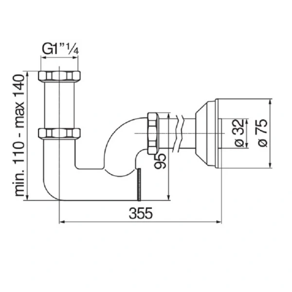 Сифон для раковины Nobili Rubinetterie хром AV00107/1CR (детальная фотография), хром