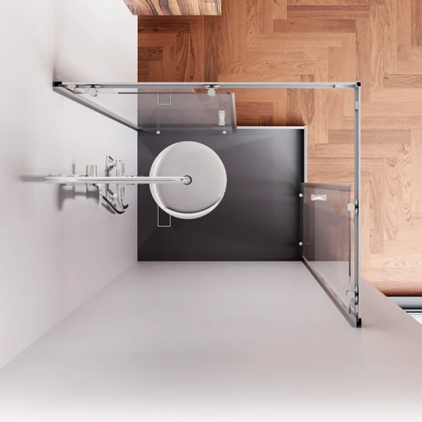 Душевой уголок Am.Pm Sunny 100x80 см хром матовый W87G-403-10080-MT (детальная фотография), недорогие, стеклянные, угловые, без поддона