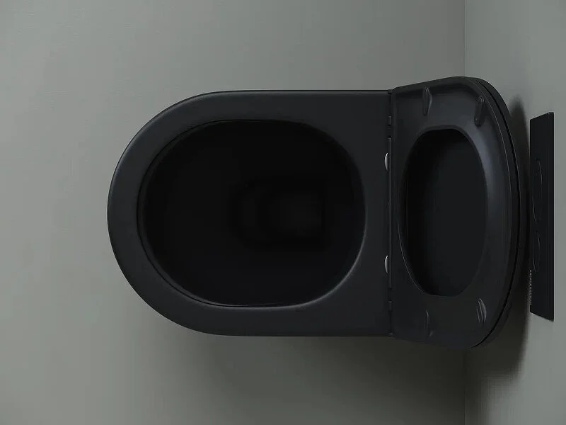 Унитаз напольный Ceramica Nova Metropol черный матовый CN4004MB (детальная фотография), с горизонтальным, прямым выпуском, с прямым выпуском