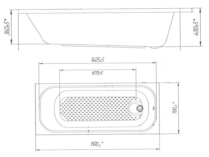 Ванна акриловая Poseidon Victoria 01вик1570 150 x 70 см, белая (детальная фотография), акриловые