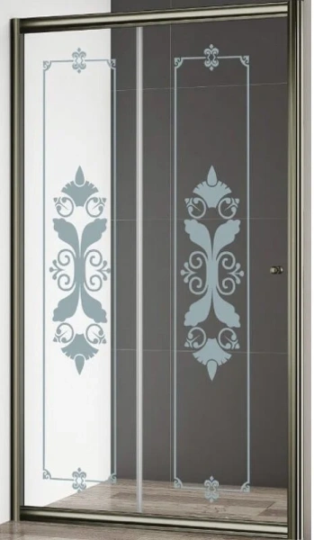 Душевая дверь в нишу Cezares Giubileo 120 см стекло прозрачное с матовым рисунком, профиль бронза GIUBILEO-BF-1-120-CP-Br (детальная фотография)