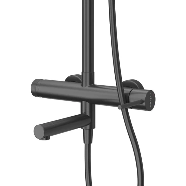 Душевая стойка Cezares Relax черный матовый RELAX-CVD-NOP (детальная фотография), со смесителем