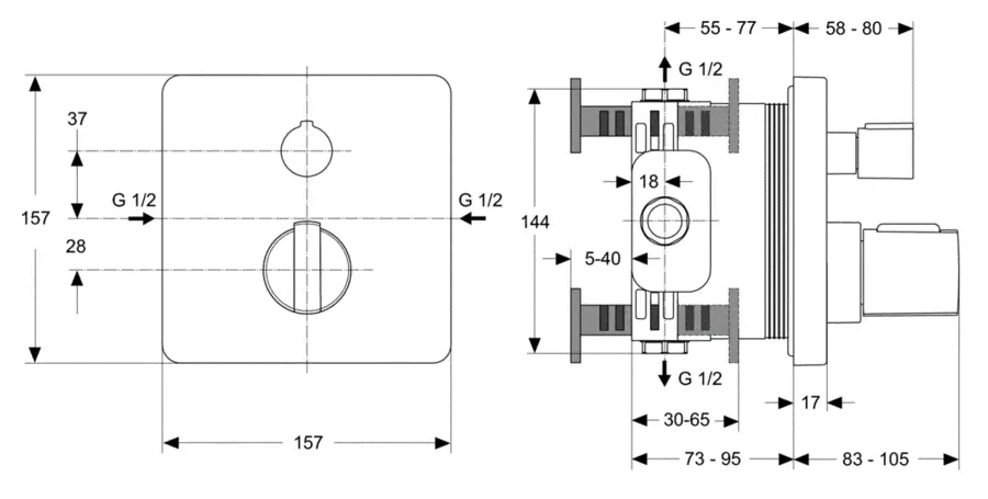 Смеситель для душа Ideal Standard Ceratherm 200 термостатический A5620AA (детальная фотография), для душа