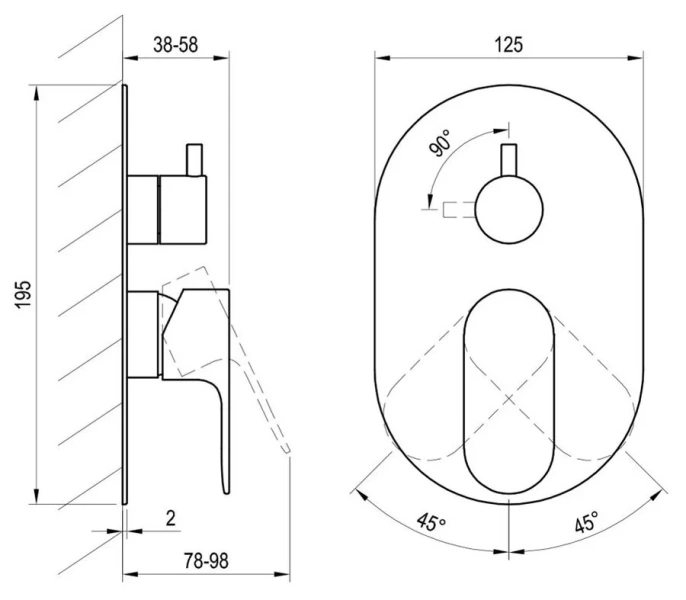 Смеситель для душа Ravak Eleganta X070 на 2 потребителя (детальная фотография), для душа