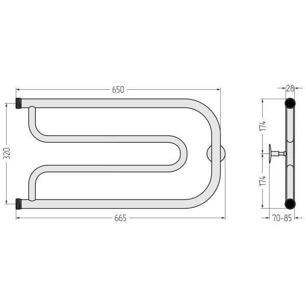 Схема (детальная фотография), для систем горячего водоснабжения, для систем отопления, c боковым подключением
