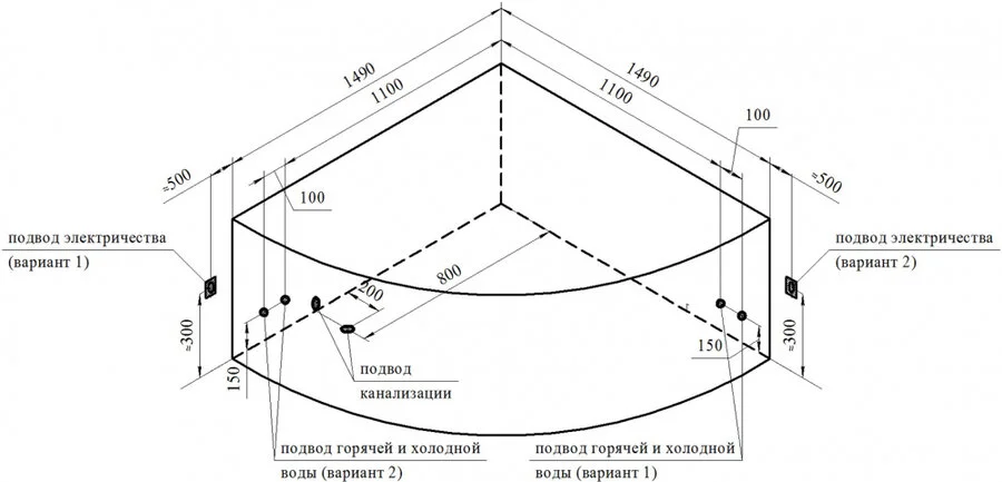 Акриловая ванна Радомир Сандра 2-78-0-0-1-221, 149 x 149 см, фронтальный экран, каркас в комплекте, белая (детальная фотография), современныe, hi-tech