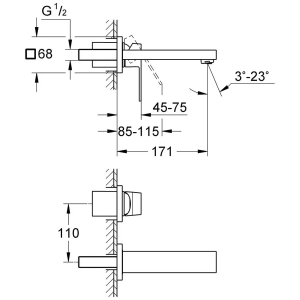 Смеситель для раковины Grohe Eurocube 19895000 (детальная фотография), для раковины