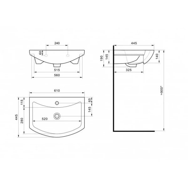 Раковина мебельная Акватон Балтика 60 см белая 1WH110246 (детальная фотография), в наличии