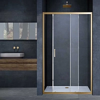 Душевая дверь в нишу Vincea Alpha 110 см профиль брашированное золото