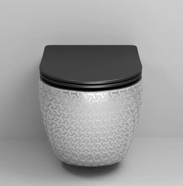 Унитаз подвесной Grossman Color серебро/черный GR-4411SBRS (детальная фотография), безободковые, сиденье с микролифтом , с антивсплеском