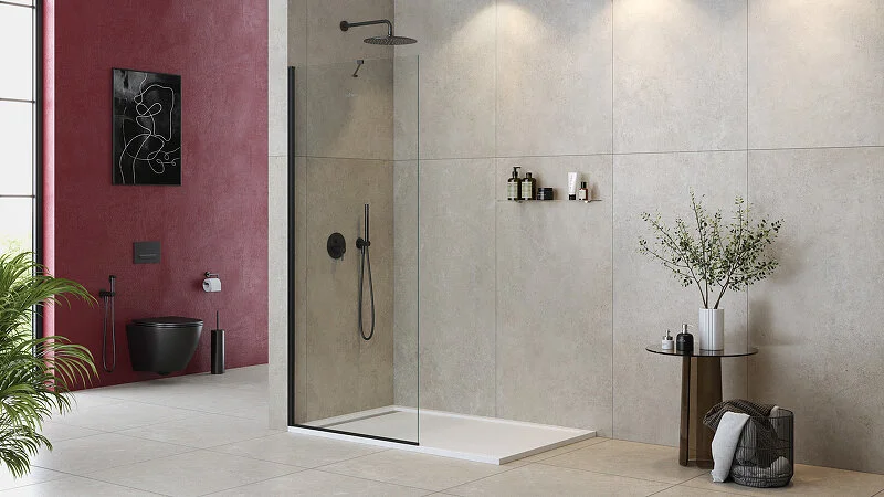 Душевая перегородка Cezares Liberta 105 см профиль черный LIBERTA-L-1-TB-105-C-NERO (детальная фотография), 100 см