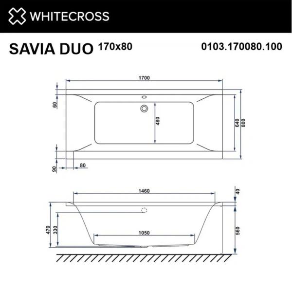 Ванна гидромассажная Whitecross Savia Duo Soft, 170 х 80 см, увеличенная толщина акрила, усиленная армировка, белый/золото, 0103.170080.100.SOFT.GL (детальная фотография), современныe, hi-tech