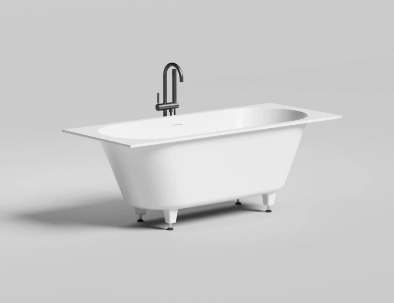 Ванна из искусственного камня Salini Ornella Axis Kit 170х70 см белый глянец 104713G (детальная фотография), прямоугольные