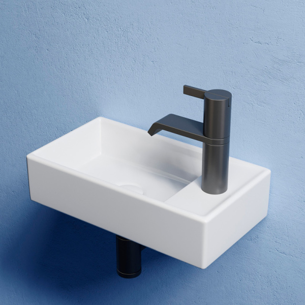 Раковина Ceramica Nova Element 40 см чаша слева белаый глянец CN6051L (детальная фотография), белые