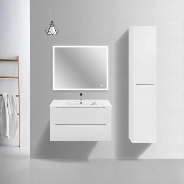 Тумба под раковину подвесная Vincea Mia Slim 90 см белый глянец VMC-2MC900S1GW (детальная фотография), современная, hi-tech