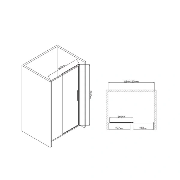 Душевая дверь в нишу Vincea Slim-U 120 см профиль хром VDS-2SU120CL (детальная фотография), прозрачные