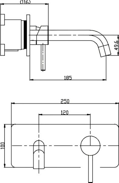 Смеситель для раковины BelBagno Etna хром матовый ETN-BLVM-IN (детальная фотография), скрытого монтажа, встраиваемые в стену