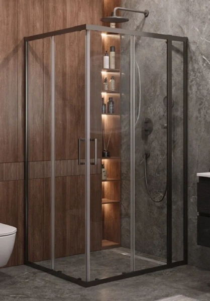 Душевой уголок Cezares Molveno 120x100 см стекло прозрачное профиль оружейная сталь MOLVENO-AH-21-100+20-C-GM-IV (детальная фотография)