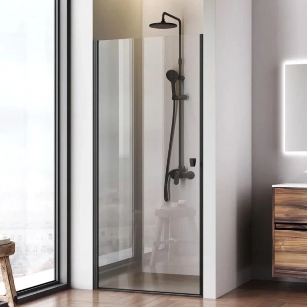 Душевая дверь в нишу Am.Pm Sunny 90 см профиль черный W87G-90-1P-BT (детальная фотография), распашные