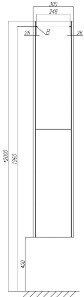 Шкаф-пенал подвесной Акватон Йорк 1A171203YO 30 см с одной распашной дверкой (детальная фотография), современные, hi-tech