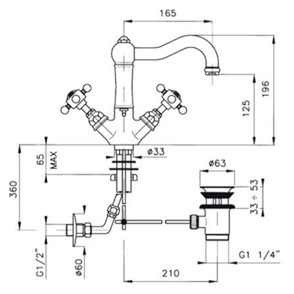 Схема (детальная фотография), для раковины