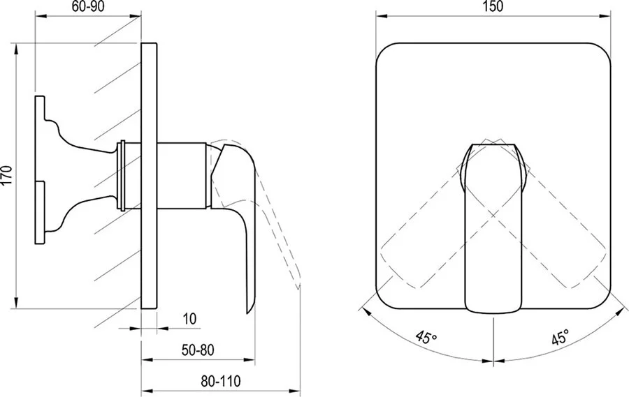 Смеситель для душа Ravak Flat черный X070180 (детальная фотография), для душа